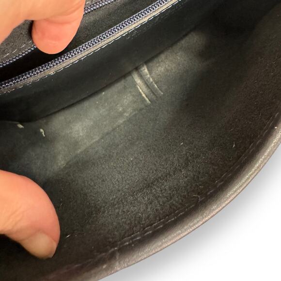 Vintage Dove Navy Blue Medium Unlined Leather Top Handle Cross Body Purse - Picture 9 of 16